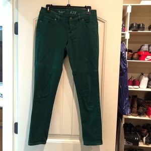 Emerald green jeans, ankle length, size 4